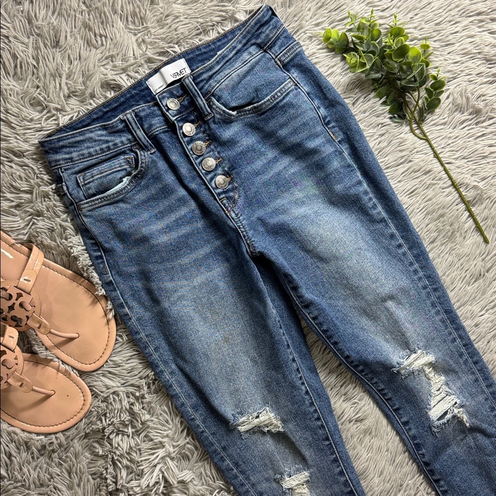 Vervet button fly Distressed Skinny Jeans size 26 - Picture 3 of 7